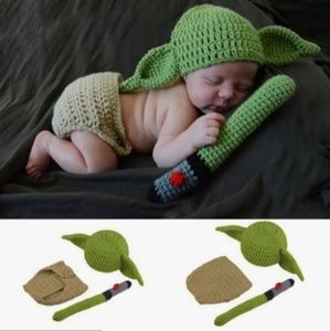 Baby Boy Photography Baby Yoda Crochet Costume 3-piece set Brand New